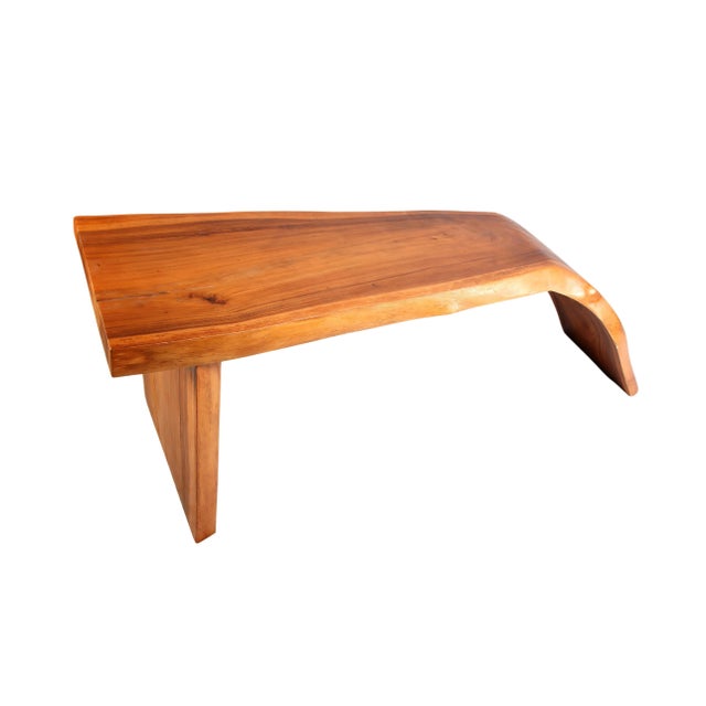 Modern One Slab Water Fall Living Edge Console Table 42 For Sale - Image 4 of 6