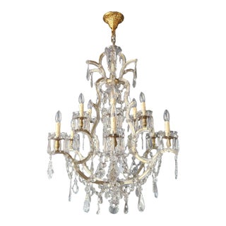 1930s Maria Theresa Crystal Chandelier Clear Glass For Sale