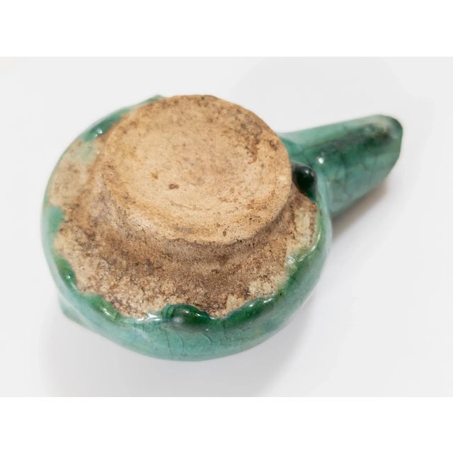 16th Century or Earlier Green Glazed Middle Eastern Pottery Oil Lamp For Sale - Image 11 of 11