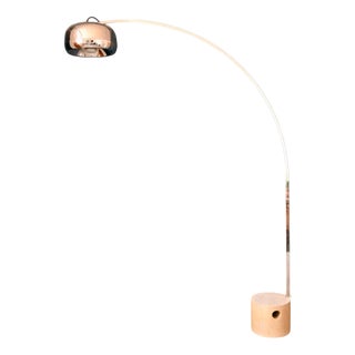 Italian Space Age Arc Floor Lamp in Marble and Chrome, 1970s For Sale
