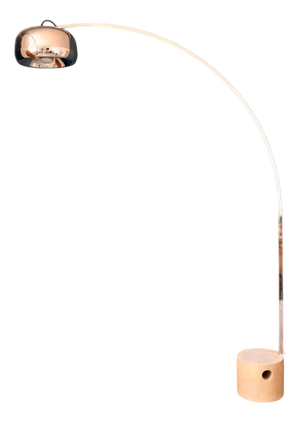 Italian Space Age Arc Floor Lamp in Marble and Chrome, 1970s