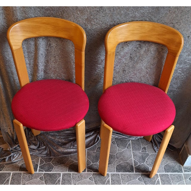 Vintage Chairs with Red Upholstered Covers by Bruno Rey, 1970s, Set of 2, in Very Good conditions. Designed 1970 to 1979 I...