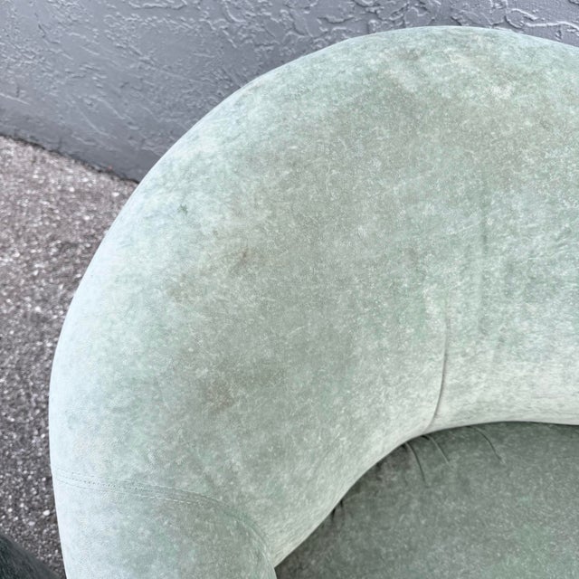 Textile Postmodern Sculpted Sage Mint Green Velvet Lounge Chairs - A Pair For Sale - Image 7 of 12