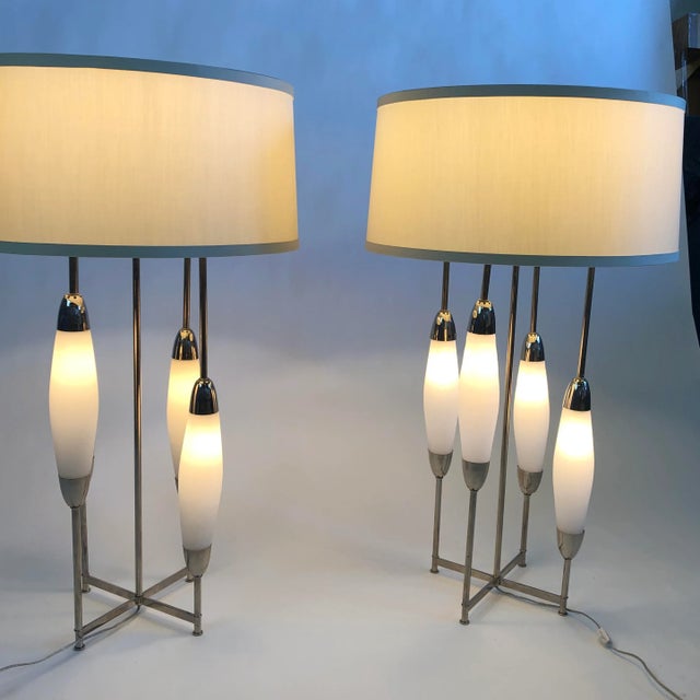 Murano Mid 20th Century Murano Mirrored Globe Large Lamps - A Pair For Sale - Image 4 of 12