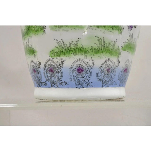 Vintage Chinese Satsuma Style Hand Painted Quail Bird Flower Porcelain Vase For Sale - Image 9 of 12