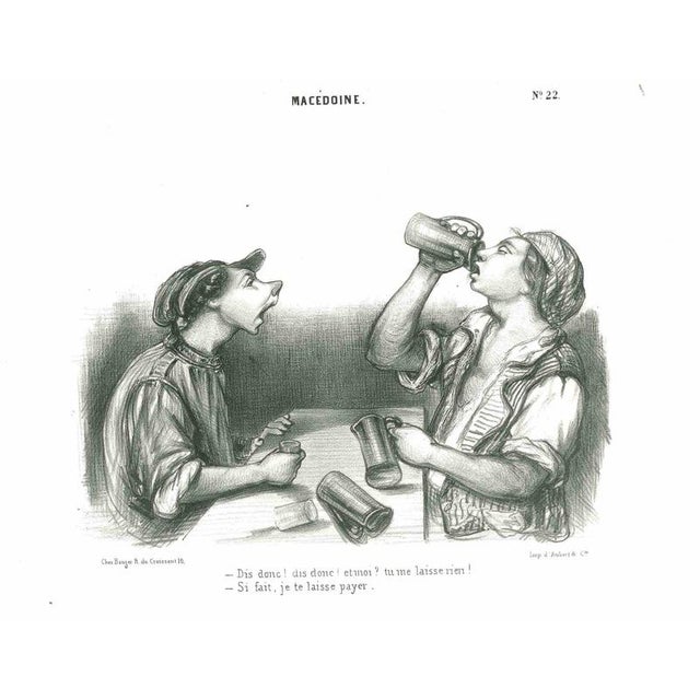 Lithograph on paper, France, mid-19th century. Signed in the plate. A finely executed satirical lithograph from the...
