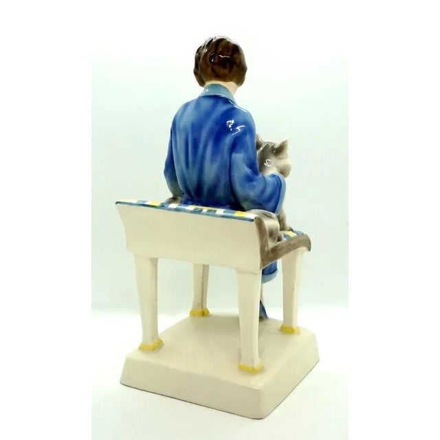 Vienna Ceramics Sitting Lady with Two Dogs by Josef Lorenzl from Goldscheider, 1930s For Sale - Image 4 of 9