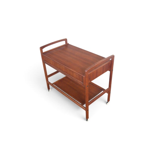 Mid 20th Century Mid 20th Century Danish Modern Two Drawer Bar Cart in Teak For Sale - Image 5 of 11