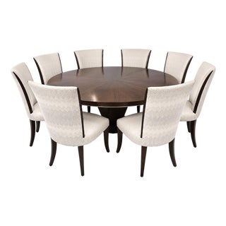Round Dining Table With Eight Barbara Barry Dining Chairs, 9 Pc For Sale
