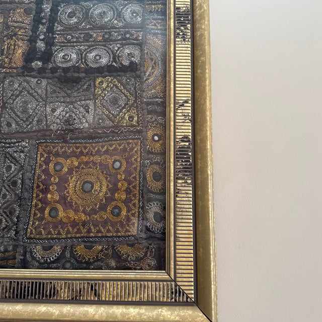 Vintage Large Indian Tapestry Framed Art For Sale - Image 4 of 4