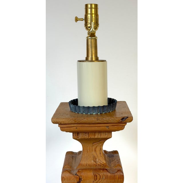 Mid 20th Century Mid 20th Century Monumental Tuscan Carved Pine Column Table Lamps, Rewired - a Pair For Sale - Image 5 of 14