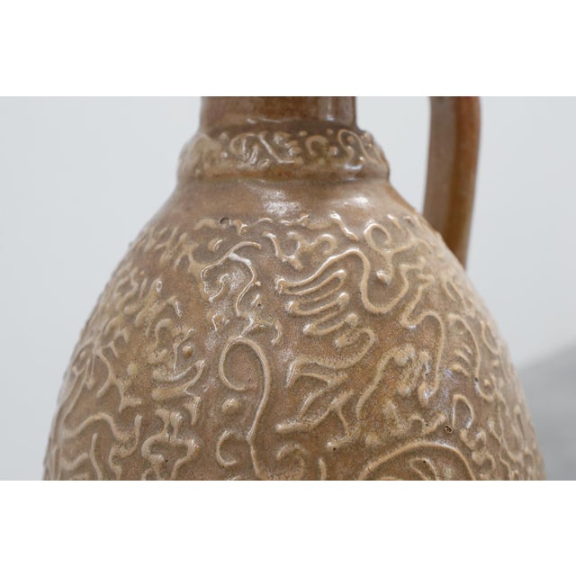 1960s Salt-Glazed Stoneware Jug with Relief Decoration from Perignem, Belgium, 1960s For Sale - Image 5 of 12