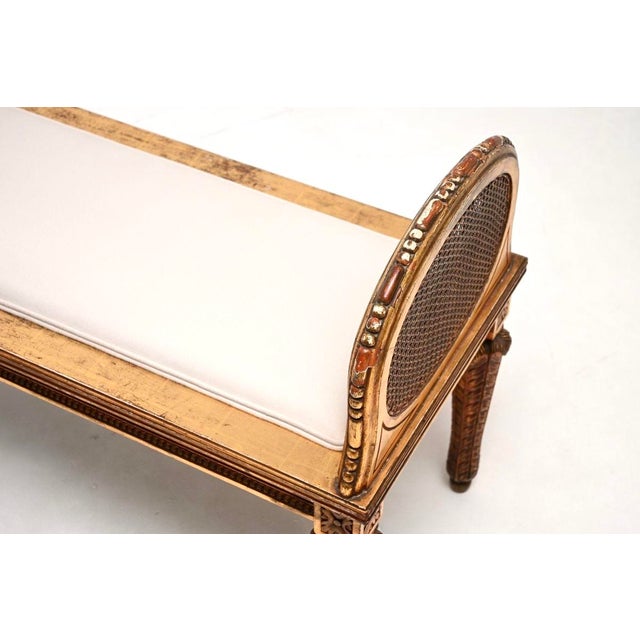 Cream Antique French Carved Gilt Wood Stool, 1890 For Sale - Image 8 of 10