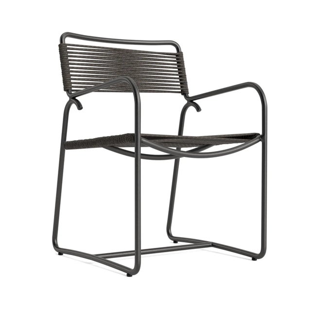 Brown Jordan Walter Lamb Aluminum Arm Chair, Textured Pewter frame with Coal fabric For Sale - Image 13 of 13