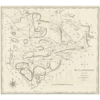 Large Antique County Map of Ruthlandshire, England, 1805 For Sale