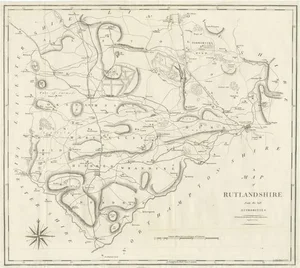 Large Antique County Map of Ruthlandshire, England, 1805