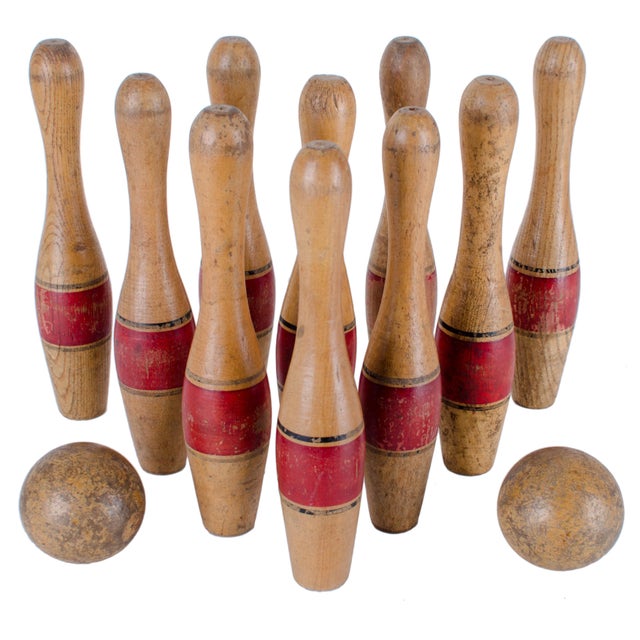 Antique TenPin Skittles Lawn Bowling Game Chairish