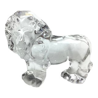 Val Saint Lambert Crystal Lion Figurine For Sale
