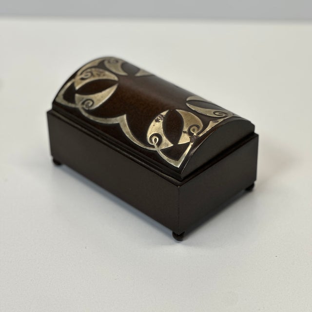 Heintz Art Metal Shop Cigarette Box 4106 Domed Sterling on Bronze Arts & Crafts For Sale - Image 14 of 18