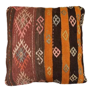 Embroidered Kilim Rug Pillow Cover
