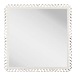 Fleur Home Carnival Gras Square Mirror in White Dove, 32.5x32.5 For Sale
