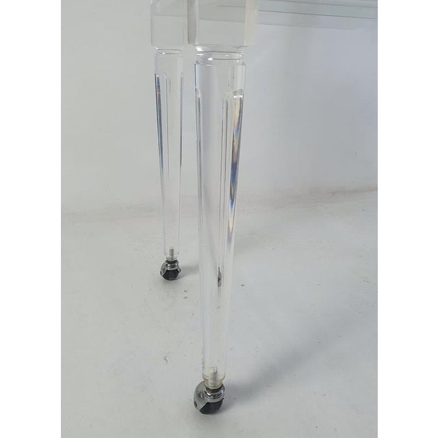 Vintage Italian Modern Acrylic Glass and Glass Bar Cart, 1980s For Sale - Image 4 of 10