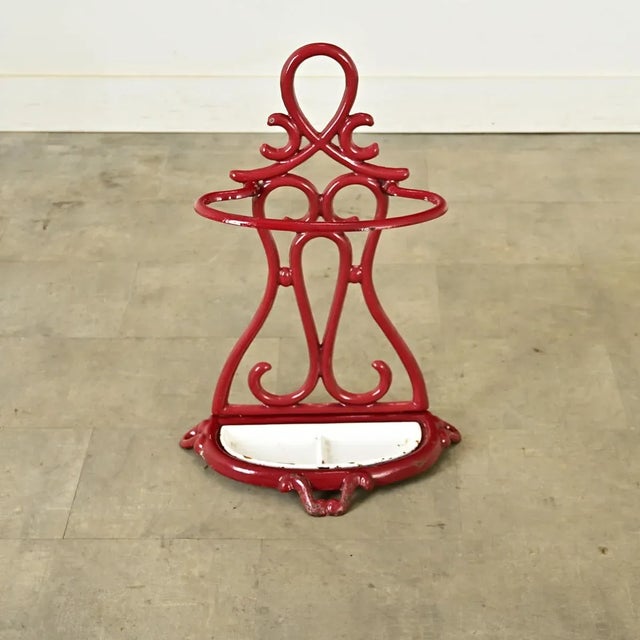 Art Nouveau French Art Nouveau Enameled Cast Iron Umbrella Stand For Sale - Image 3 of 10