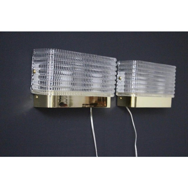 Mid-Century Modern Rectangular Wall Lights Sconces in Textured Murano Glass, 1980s, Set of 2 For Sale - Image 3 of 15