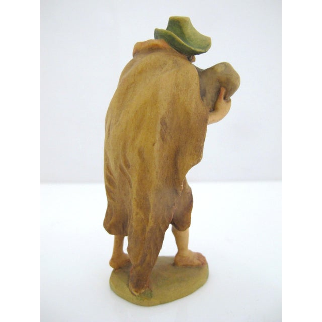 Figurative Anri Italy Ulrich Bernardi Shepherd With Bagpipes 4" Christmas Nativity Figurine For Sale - Image 3 of 7