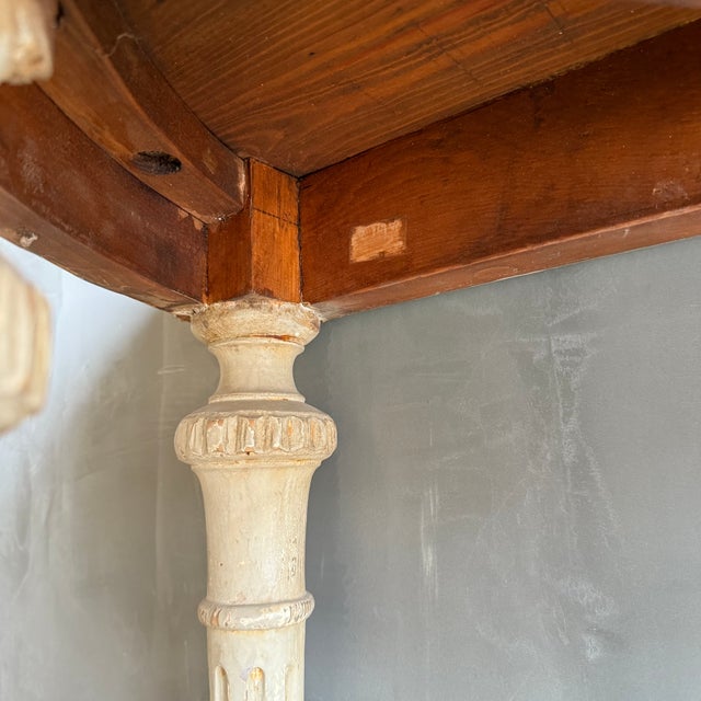 Vintage Style Demi Console With Carvings and Distressed Painted Finish For Sale - Image 12 of 14