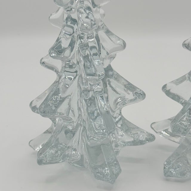Vintage Crystal Clear Glass Christmas Trees - A Pair For Sale - Image 9 of 12