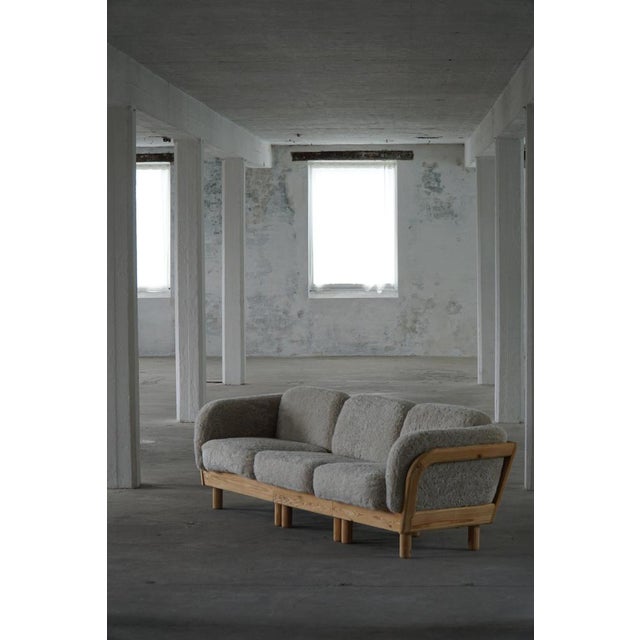 Danish Modern Three-Seater Sofa in Pine and Lambswool, 1980s For Sale - Image 16 of 18