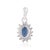 Ink Blue Oval Cut Blue Sapphire Diamond Halo Vintage Pendant in 14k White Gold For Sale - Image 8 of 12
