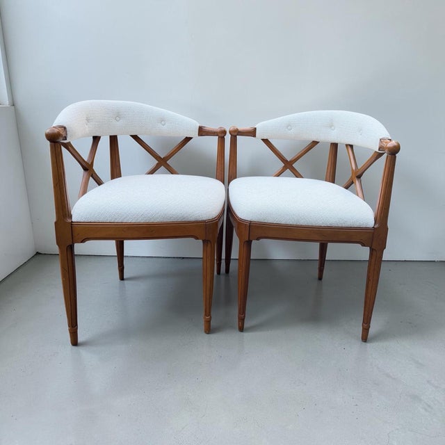 Eggshell Pair of 1965 Tomlinson "Sophisticate" X-Back Armchairs For Sale - Image 8 of 12