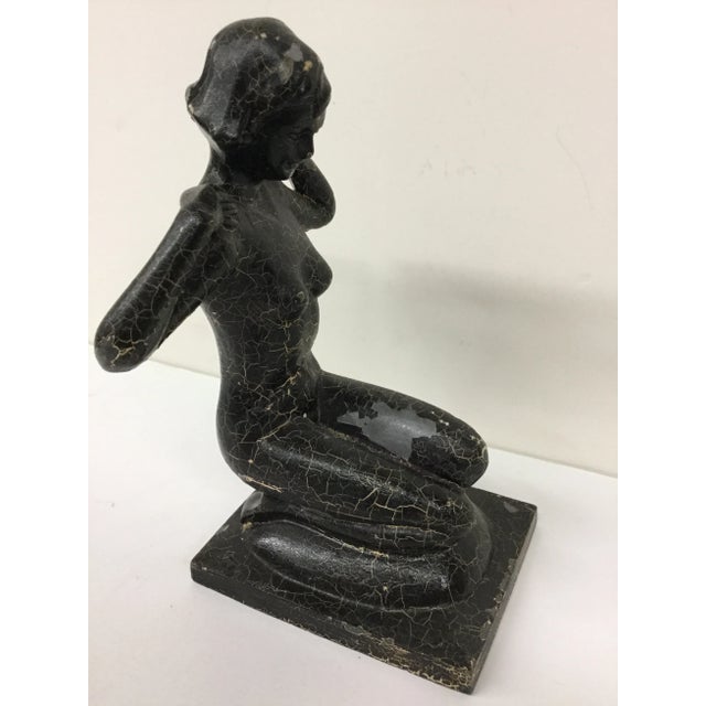 Black Antique Crackle Painted & Cast Metal Nude For Sale - Image 8 of 11