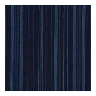 Sample - Schumacher Cajamarca Stripe Fabric in Indigo For Sale