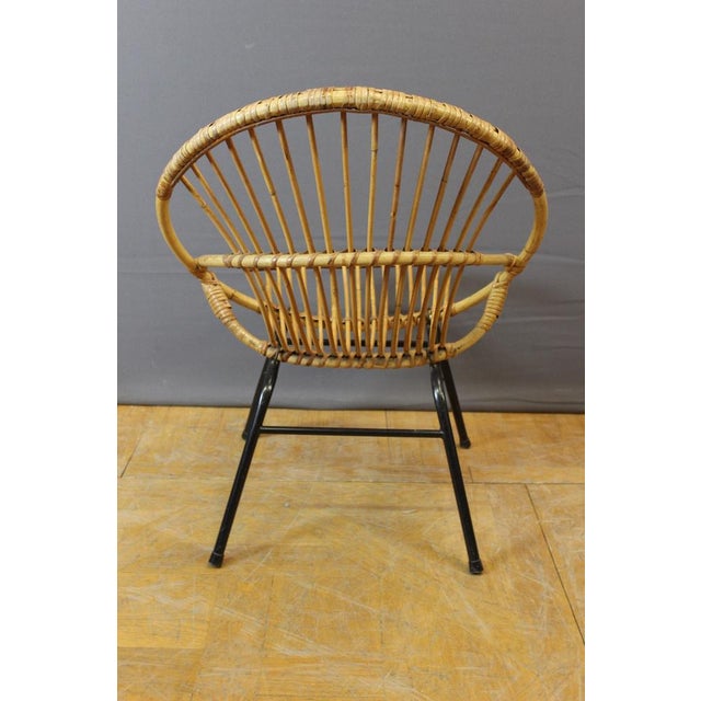 Black Rattan and Lacquered Iron Chair by Rohe Noordwole, 1950, Set of 5 For Sale - Image 4 of 16