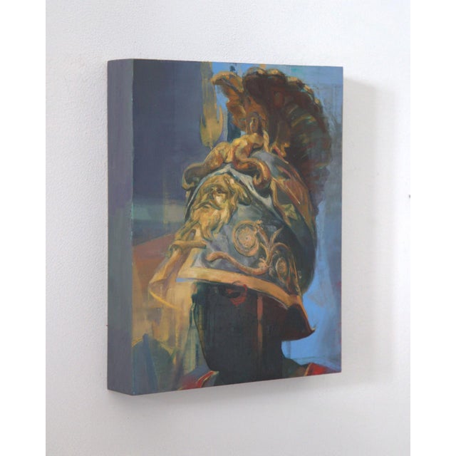 Neoclassical Under the Mermaid Spell by Elena Burykina | Oil on panel depicting a figure in a decorative helmet. For Sale - Image 3 of 5