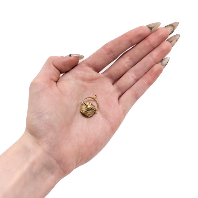Mid-Century Modern Vintage 14k Gold Figural Open Nantucket Basket Charm For Sale - Image 3 of 18