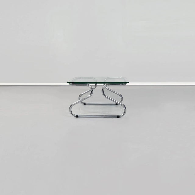 Mid-Century Modern Mid-Century Italian Glass and Steel Coffee Table, 1970s For Sale - Image 3 of 10