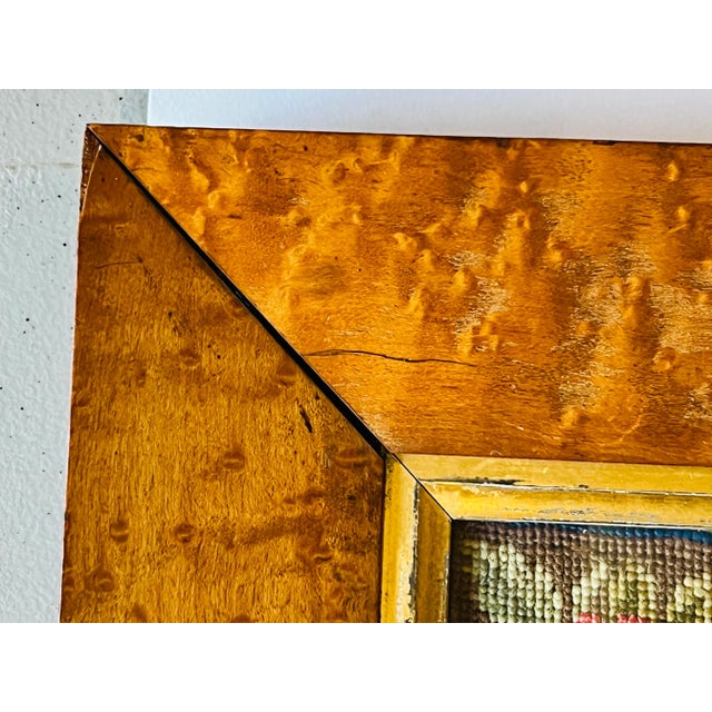 Antique Birds Eye Maple Frame Child With Dog Needlepoint For Sale - Image 11 of 12