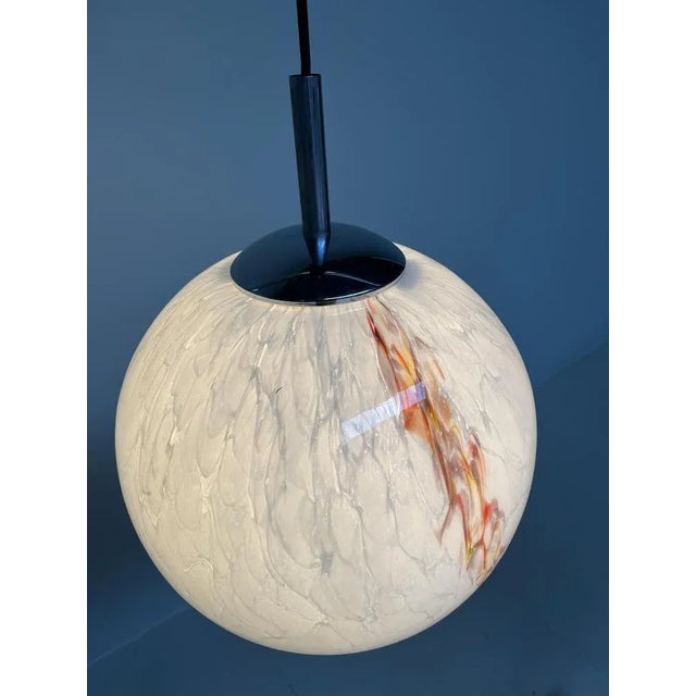 Cream Marbled Glass Pendant Lamp, 1970s For Sale - Image 8 of 10