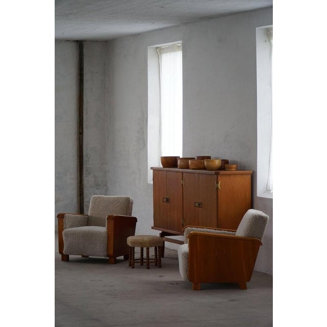 Art Deco Swedish Lounge Chairs in Elm & Lambswool, 1930s, Set of 2 For Sale - Image 16 of 18