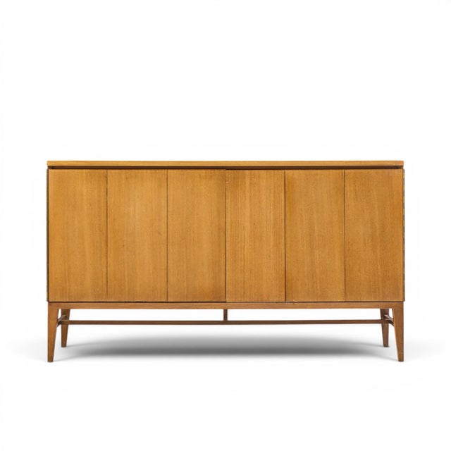 Paul McCobb for Calvin Mid Century Walnut and Brass Room Divider Credenza With Hutch For Sale - Image 9 of 15