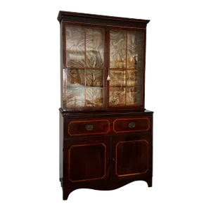 19th Century English Secretary With Glass Hutch
