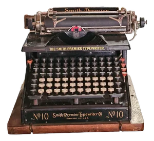 Typewriter No.10 with Original Working Metal Cover and Wooden Base from Smith Premier, 1910