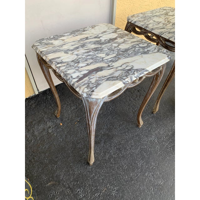 Early 20th Century Early 20th Century Marble-Top Infinity Side/End Tables Set of 2 For Sale - Image 5 of 11