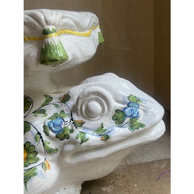 Vintage Italian Ceramic Frog Garden Stool, Hand-Painted, 1960s For Sale In San Francisco - Image 6 of 12