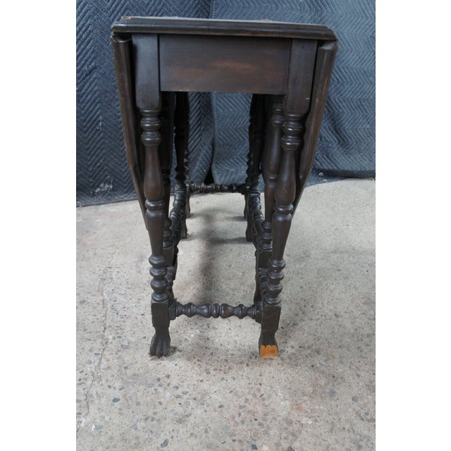 Antique William & Mary Style Walnut Dropleaf Gateleg Parlor Table For Sale - Image 13 of 14