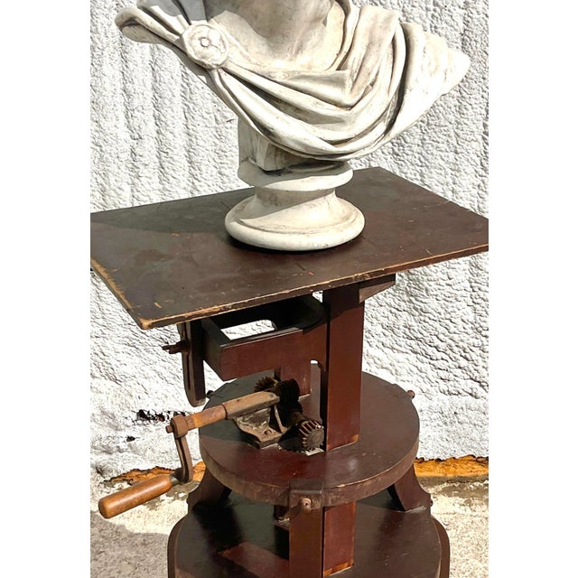 Early 20th Century Vintage Boho Primitive Crank Pedestal For Sale - Image 5 of 8